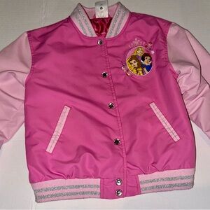 Disney Store Pink Disney Princess Girls Varsity Jacket Size Small 5/6